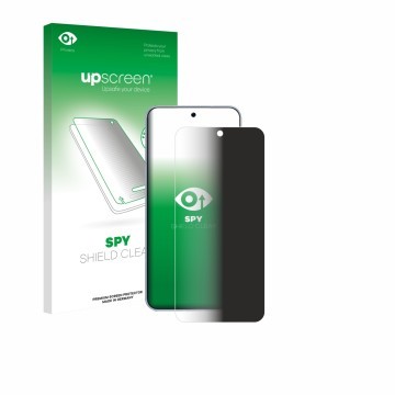 Parte frontal de un envase de producto con el logotipo de la marca upscreen. Al lado se muestra el dispositivo Honor Win RT co