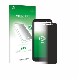 Face avant d’un emballage produit avec le logo de la marque upscreen. À côté, l’appareil Zebra TC501 est représenté avec la pr