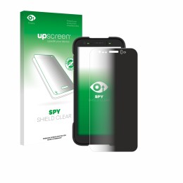 Face avant d’un emballage produit avec le logo de la marque upscreen. À côté, l’appareil Zebra TC701 est représenté avec la pr