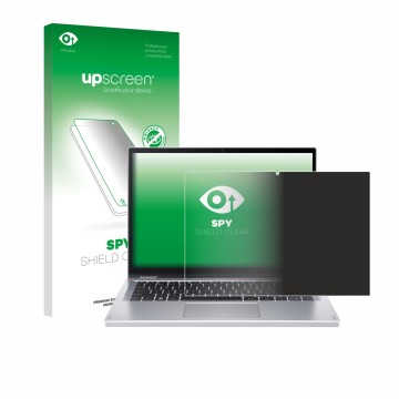 Vorderseite einer Produktverpackung mit dem Markenlogo upscreen. Daneben ist das Gerät Acer Aspire Go Spin 14 mit dem zugehöri