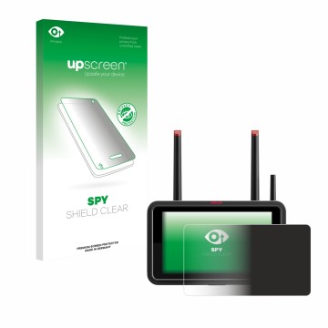 Face avant d’un emballage produit avec le logo de la marque upscreen. À côté, l’appareil Atomos Ninja TX est représenté avec l