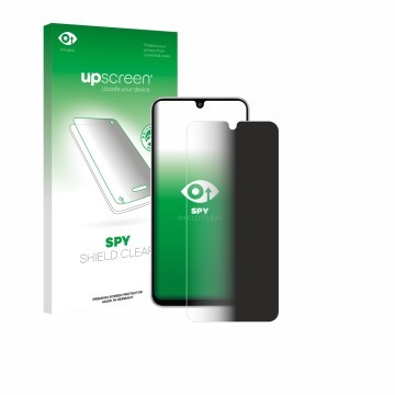 Parte frontale di una confezione del prodotto con il logo del marchio upscreen. Accanto è raffigurato il dispositivo Samsung G