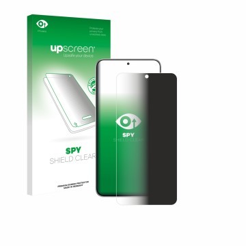 Parte frontale di una confezione del prodotto con il logo del marchio upscreen. Accanto è raffigurato il dispositivo Samsung G