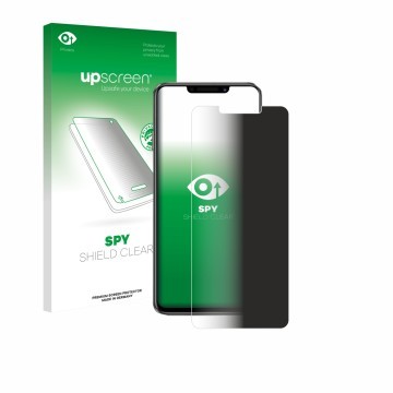 Vorderseite einer Produktverpackung mit dem Markenlogo upscreen. Daneben ist das Gerät Huawei Enjoy 60X mit dem zugehörigen Di