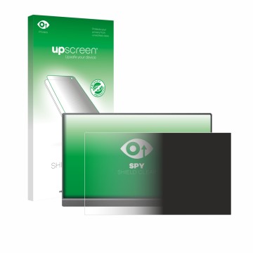 Parte frontal de un envase de producto con el logotipo de la marca upscreen. Al lado se muestra el dispositivo Arzopa Z1C 16.1
