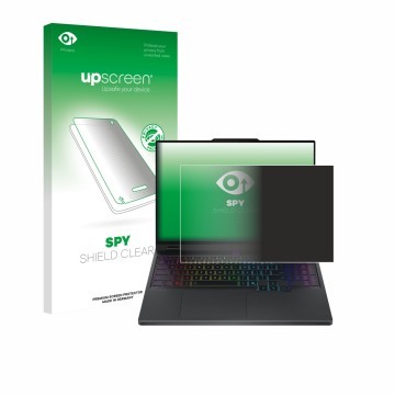 Parte frontale di una confezione del prodotto con il logo del marchio upscreen. Accanto è raffigurato il dispositivo Lenovo Le