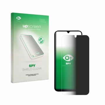 Face avant d’un emballage produit avec le logo de la marque upscreen. À côté, l’appareil Xiaomi Redmi 15A 5G est représenté av