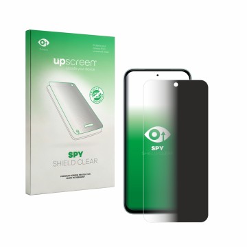 Parte frontale di una confezione del prodotto con il logo del marchio upscreen. Accanto è raffigurato il dispositivo Vivo iQOO