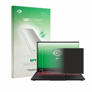 Face avant d’un emballage produit avec le logo de la marque upscreen. À côté, l’appareil ASUS TUF Gaming F16 FX608 est représe