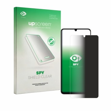 Vorderseite einer Produktverpackung mit dem Markenlogo upscreen. Daneben ist das Gerät ZTE Blade A56 mit dem zugehörigen Displ