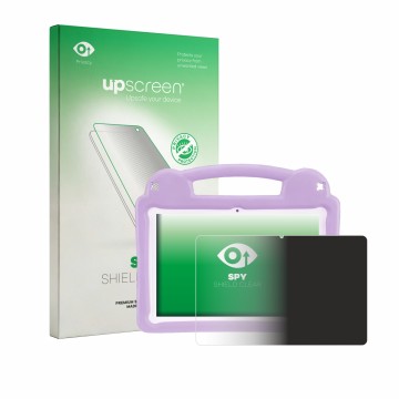 Vorderseite einer Produktverpackung mit dem Markenlogo upscreen. Daneben ist das Gerät LETGOSPT Kids Tablet 10.1