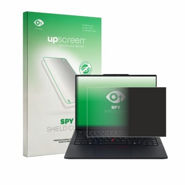 Vorderseite einer Produktverpackung mit dem Markenlogo upscreen. Daneben ist das Gerät Lenovo ThinkPad E14 Gen 8 mit dem zugeh