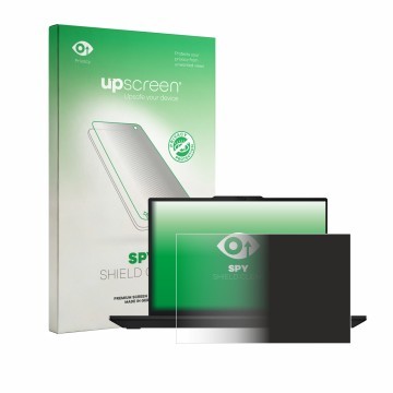 Face avant d’un emballage produit avec le logo de la marque upscreen. À côté, l’appareil Lenovo ThinkPad T16 Gen 5 est représe