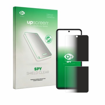 Face avant d’un emballage produit avec le logo de la marque upscreen. À côté, l’appareil Motorola Razr 70 Plus est représenté 