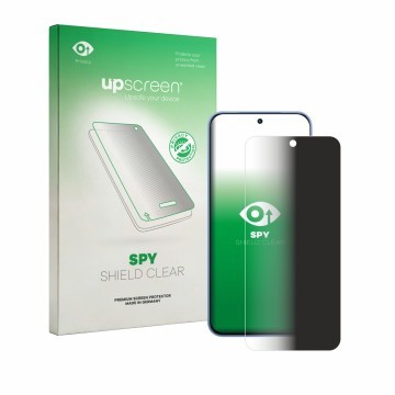 Face avant d’un emballage produit avec le logo de la marque upscreen. À côté, l’appareil Tecno Spark 50 Pro est représenté ave