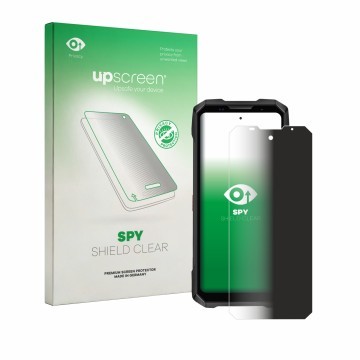 Vorderseite einer Produktverpackung mit dem Markenlogo upscreen. Daneben ist das Gerät Doogee V Max 2 Pro mit dem zugehörigen 