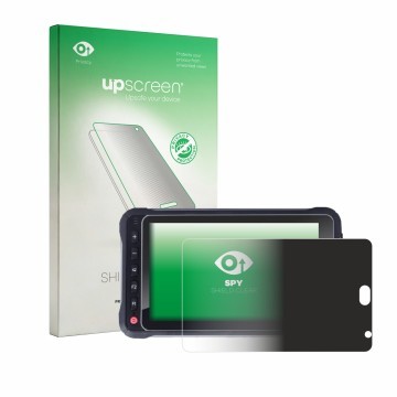 Parte frontal de un envase de producto con el logotipo de la marca upscreen. Al lado se muestra el dispositivo Hugerock X72 co