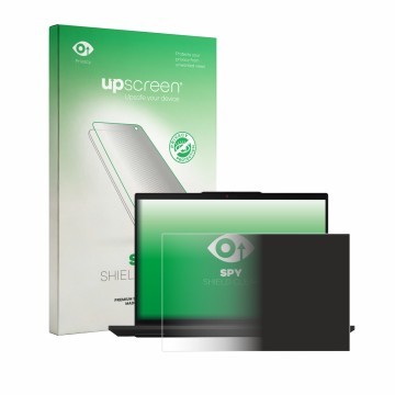 Face avant d’un emballage produit avec le logo de la marque upscreen. À côté, l’appareil Lenovo ThinkPad L16 Gen 3 est représe