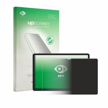 Parte frontal de un envase de producto con el logotipo de la marca upscreen. Al lado se muestra el dispositivo Blackview Tabwe