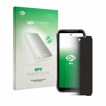 Parte frontale di una confezione del prodotto con il logo del marchio upscreen. Accanto è raffigurato il dispositivo Blackview