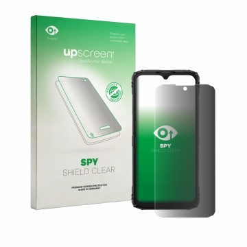 Vorderseite einer Produktverpackung mit dem Markenlogo upscreen. Daneben ist das Gerät Doogee Blade 10 Pro Energy mit dem zuge