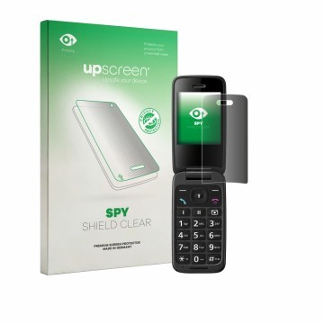 Parte frontale di una confezione del prodotto con il logo del marchio upscreen. Accanto è raffigurato il dispositivo Panasonic