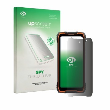 Face avant d’un emballage produit avec le logo de la marque upscreen. À côté, l’appareil Blackview Rock 2 est représenté avec 
