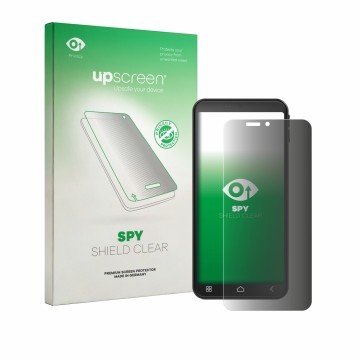 Vorderseite einer Produktverpackung mit dem Markenlogo upscreen. Daneben ist das Gerät Emporia Smart.7 Mini mit dem zugehörige
