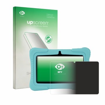 Vorderseite einer Produktverpackung mit dem Markenlogo upscreen. Daneben ist das Gerät SaveFamily Kids Tablet 7