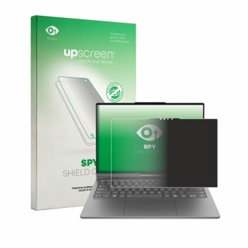 Vorderseite einer Produktverpackung mit dem Markenlogo upscreen. Daneben ist das Gerät Lenovo ThinkBook Plus Gen 7 Auto Twist 