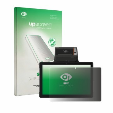 Face avant d’un emballage produit avec le logo de la marque upscreen. À côté, l’appareil Sunmi P3 Mix 58mm est représenté avec