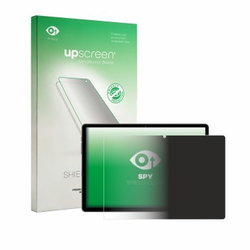 Face avant d’un emballage produit avec le logo de la marque upscreen. À côté, l’appareil Juno Tab 4 10.5