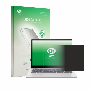 Vorderseite einer Produktverpackung mit dem Markenlogo upscreen. Daneben ist das Gerät Acer Swift Spin 14 AI mit dem zugehörig