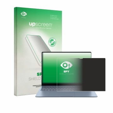 Vorderseite einer Produktverpackung mit dem Markenlogo upscreen. Daneben ist das Gerät Samsung Galaxy Book6 Edge 16