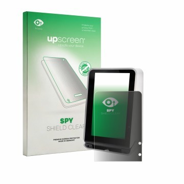 Parte frontal de un envase de producto con el logotipo de la marca upscreen. Al lado se muestra el dispositivo SENVEND UX700 c