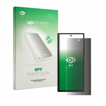Face avant d’un emballage produit avec le logo de la marque upscreen. À côté, l’appareil Samsung Galaxy Z Fold 8 Ultra est rep