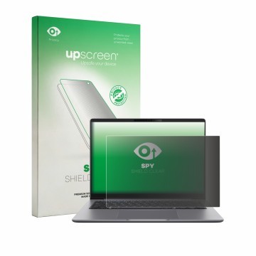 Parte frontale di una confezione del prodotto con il logo del marchio upscreen. Accanto è raffigurato il dispositivo ASUS Expe