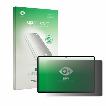 Parte frontal de un envase de producto con el logotipo de la marca upscreen. Al lado se muestra el dispositivo Samsung Galaxy 