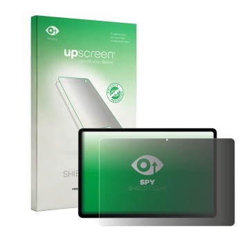 Parte frontal de un envase de producto con el logotipo de la marca upscreen. Al lado se muestra el dispositivo Samsung Galaxy 