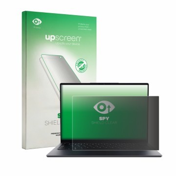 Face avant d’un emballage produit avec le logo de la marque upscreen. À côté, l’appareil Chuwi UniBook est représenté avec la 
