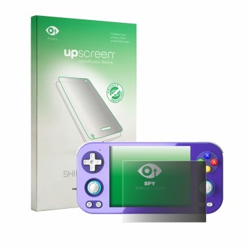 Vorderseite einer Produktverpackung mit dem Markenlogo upscreen. Daneben ist das Gerät Anbernic RG 476H mit dem zugehörigen Di
