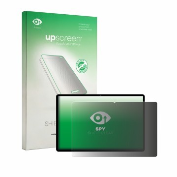 Parte frontal de un envase de producto con el logotipo de la marca upscreen. Al lado se muestra el dispositivo LEVIRTU M602 13