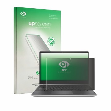 Face avant d’un emballage produit avec le logo de la marque upscreen. À côté, l’appareil HP Pavilion x360 14-cd0020nf est repr