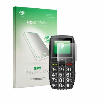 Face avant d’un emballage produit avec le logo de la marque upscreen. À côté, l’appareil artfone 4G est représenté avec la pro