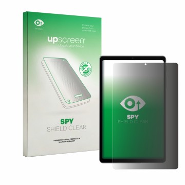 Parte frontal de un envase de producto con el logotipo de la marca upscreen. Al lado se muestra el dispositivo Alldocube iPlay