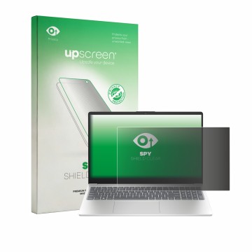 Front side of a product packaging with the brand logo upscreen. Next to it is the device HP 15-fd1731ngx shown with the corres