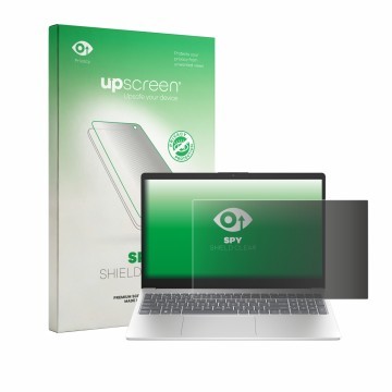 Face avant d’un emballage produit avec le logo de la marque upscreen. À côté, l’appareil HP 15-fd1750ngx est représenté avec l