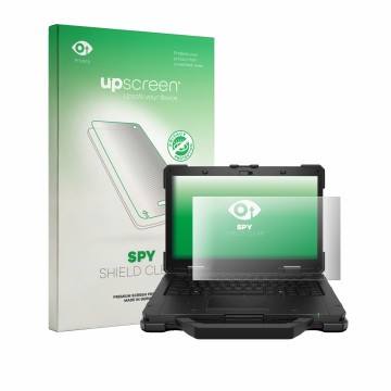 Face avant d’un emballage produit avec le logo de la marque upscreen. À côté, l’appareil Dell Pro Rugged 13 Extreme est représ