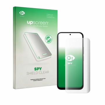Face avant d’un emballage produit avec le logo de la marque upscreen. À côté, l’appareil Xiaomi Poco C95 Pro est représenté av