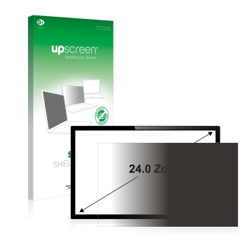 Parte frontal de un envase de producto con el logotipo de la marca upscreen. Al lado se muestra el dispositivo con su protecto